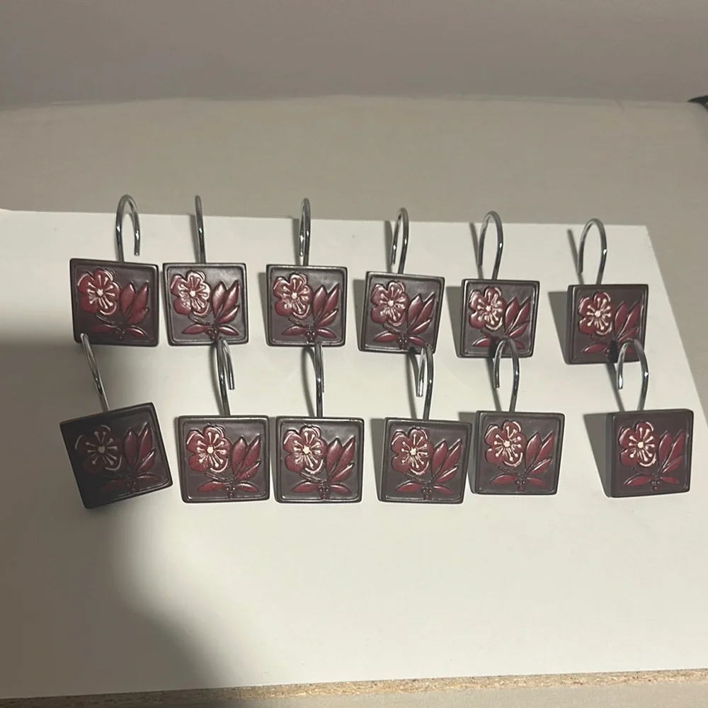 Elegant Floral Shower Curtain Hooks
